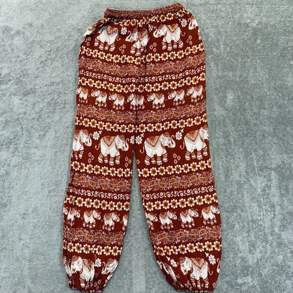 Thai Elephant Harem Pants Womens Small Rayon Baggy Comfort Hippie Boho Festival - Picture 5 of 6
